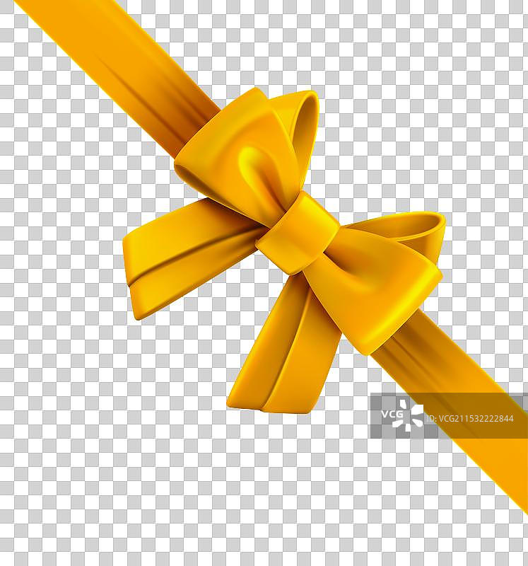 右上角设计的黄色丝带和蝴蝶结图片素材