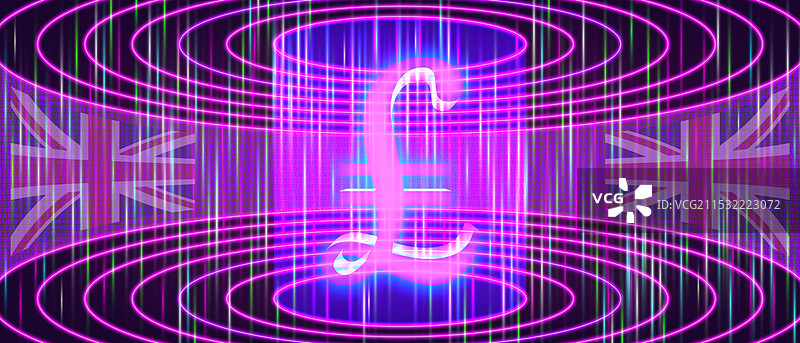 明亮发光的英镑全息图图片素材