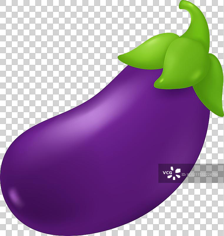 3D 光泽紫色茄子蔬菜表情符号图片素材