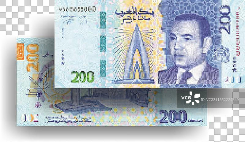 摩洛哥新钞票的像素马赛克图片素材