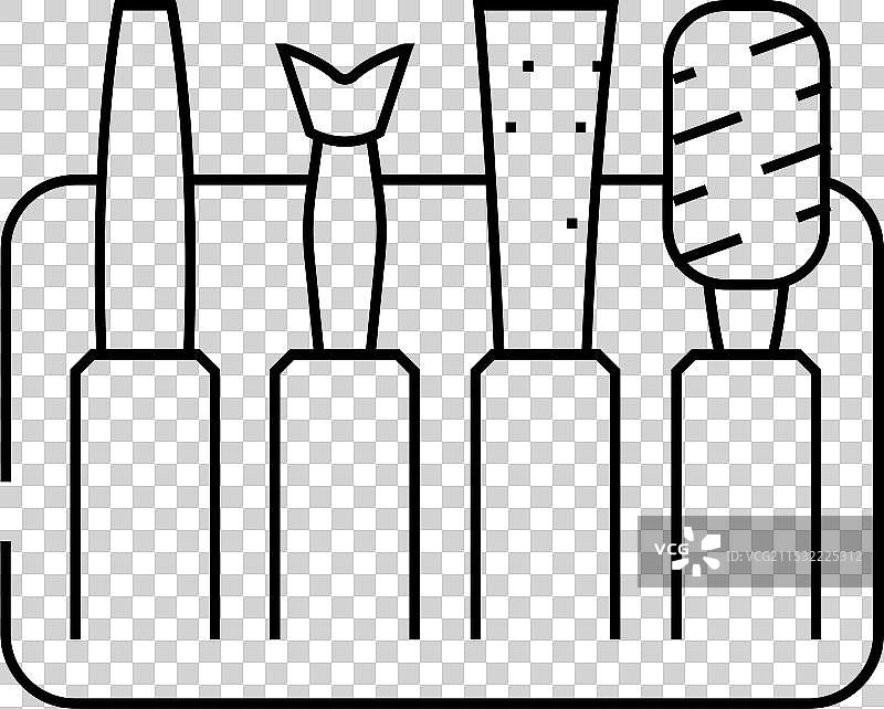 带有去茧工具配件的线条图标图片素材