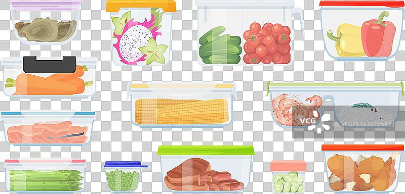 塑料或玻璃午餐食品储存容器套装图片素材