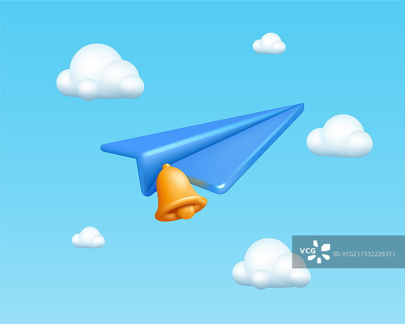 3D飞机在云中飞行的电报图片素材