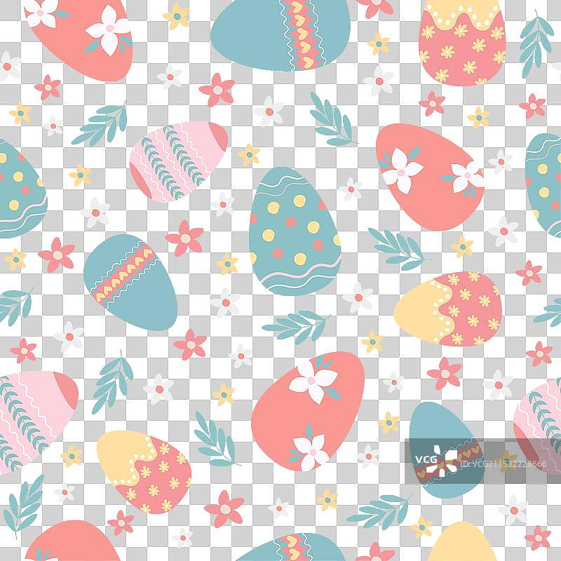 可爱的彩色复活节无缝图案与涂鸦图片素材