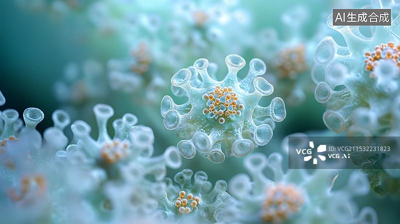【AI数字艺术】细菌病毒医学影像，微生物图片素材