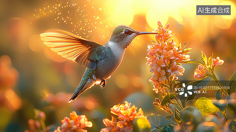 【AI数字艺术】蜂鸟，飞翔的蜂鸟图片素材