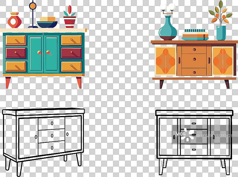 带家具和配饰的客厅图片素材