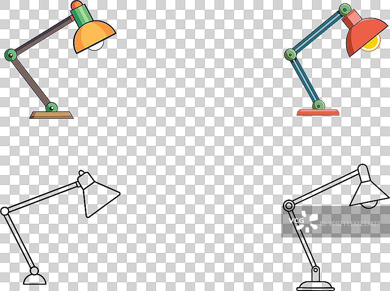 一款经典的橙色台灯，配有可调节的灯臂图片素材