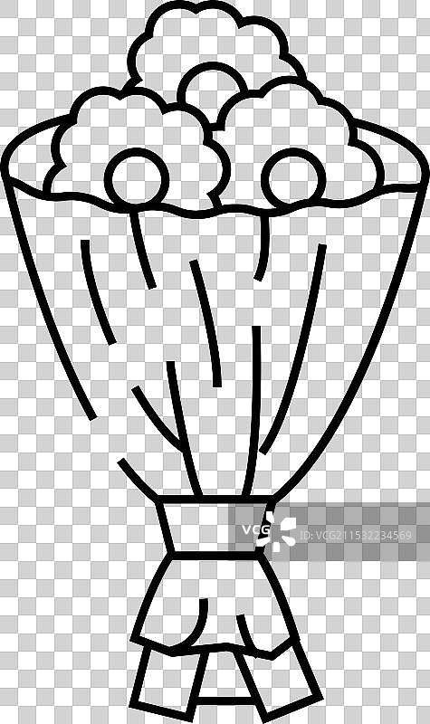 婚礼自然装饰花卉线条图标图片素材