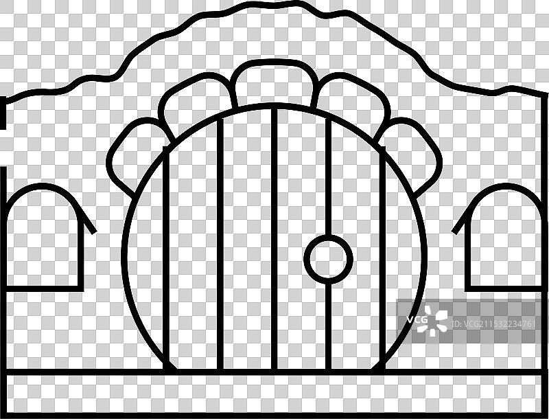 带圆门的房屋线条图标图片素材