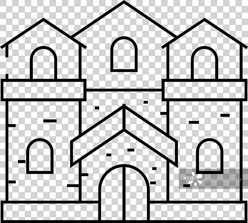 中世纪房屋线条图标图片素材