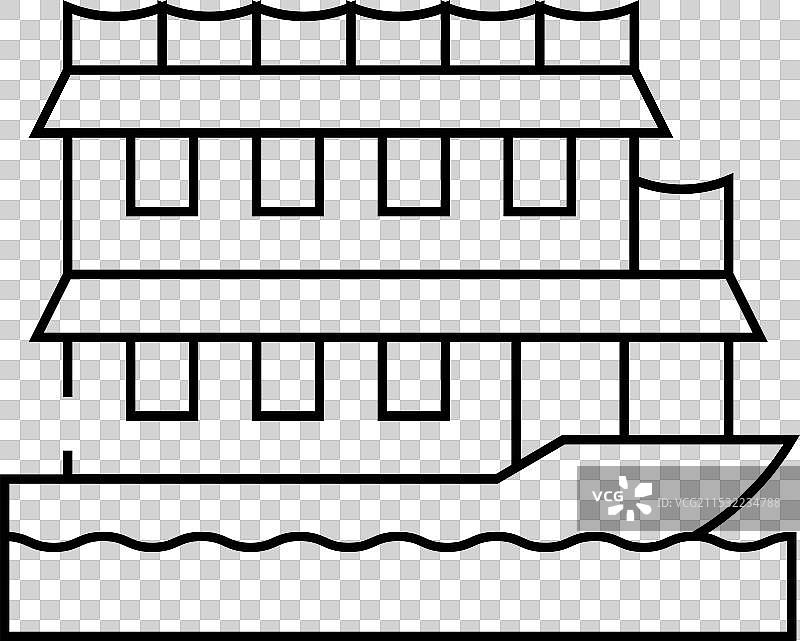 漂浮的船屋线条图标图片素材