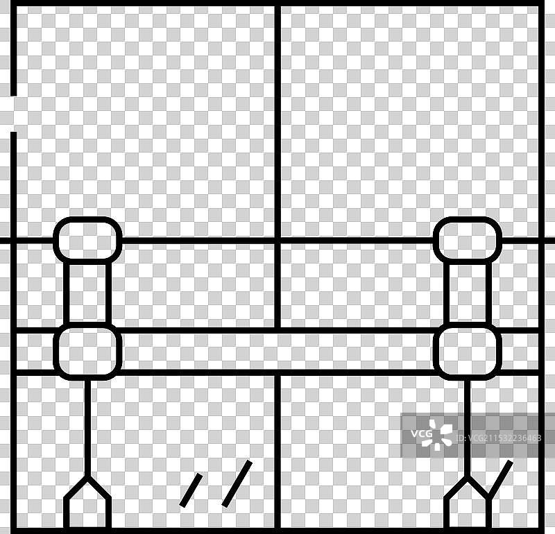 舞蹈工作室的镜子和栏杆线条图标图片素材