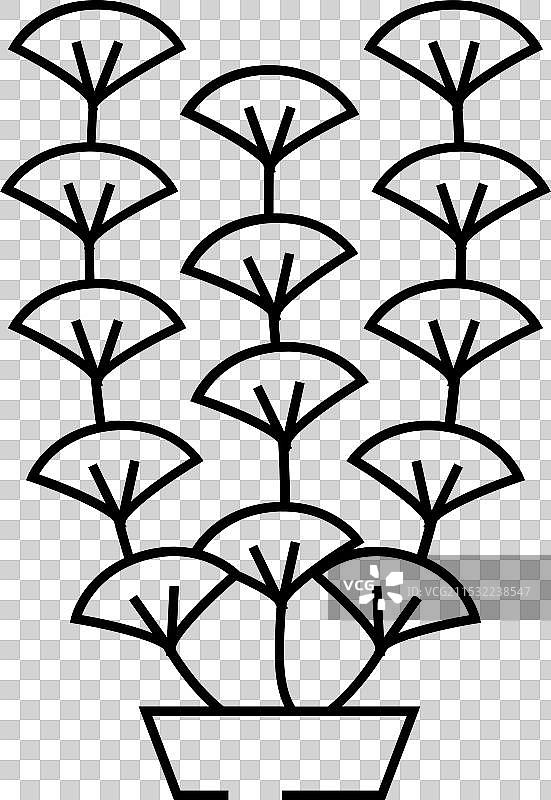 水族馆藻类海藻线条图标图片素材