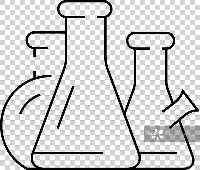 实验室工具的烧瓶线条图标图片素材