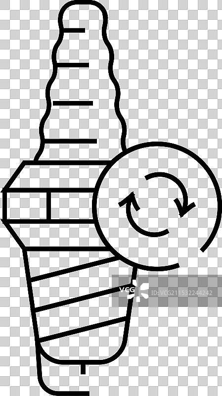 汽车发动机的火花塞线条图标图片素材