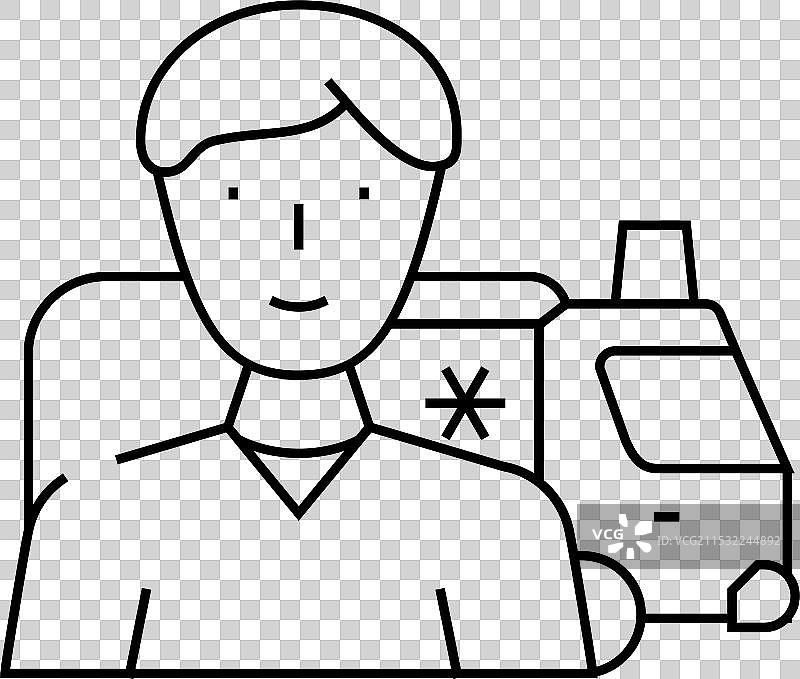 救护车医疗工作者线条图标图片素材