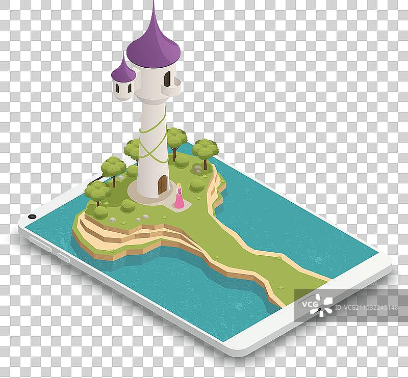 童话故事智能手机等距构图图片素材