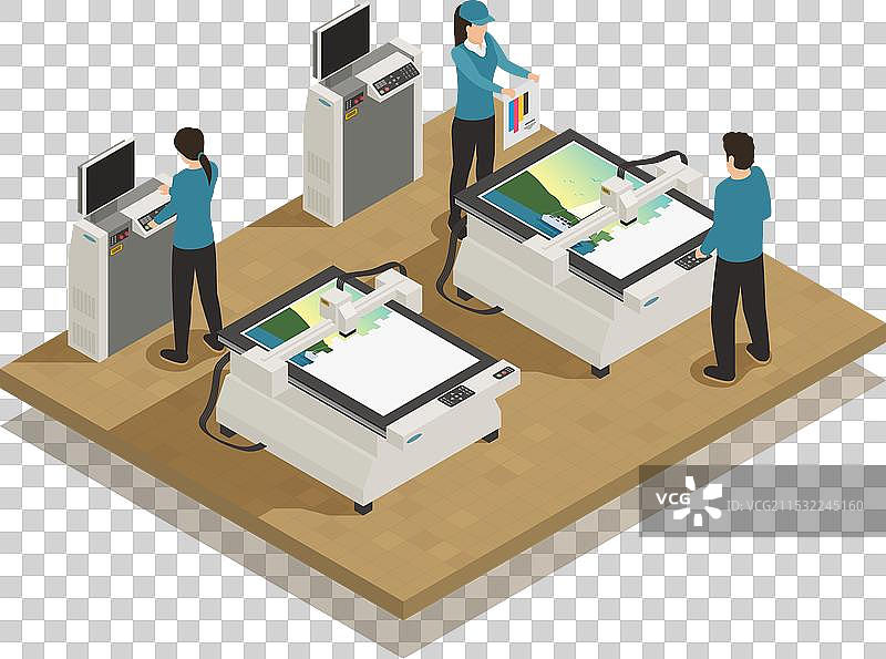 印刷厂生产等距构图图片素材