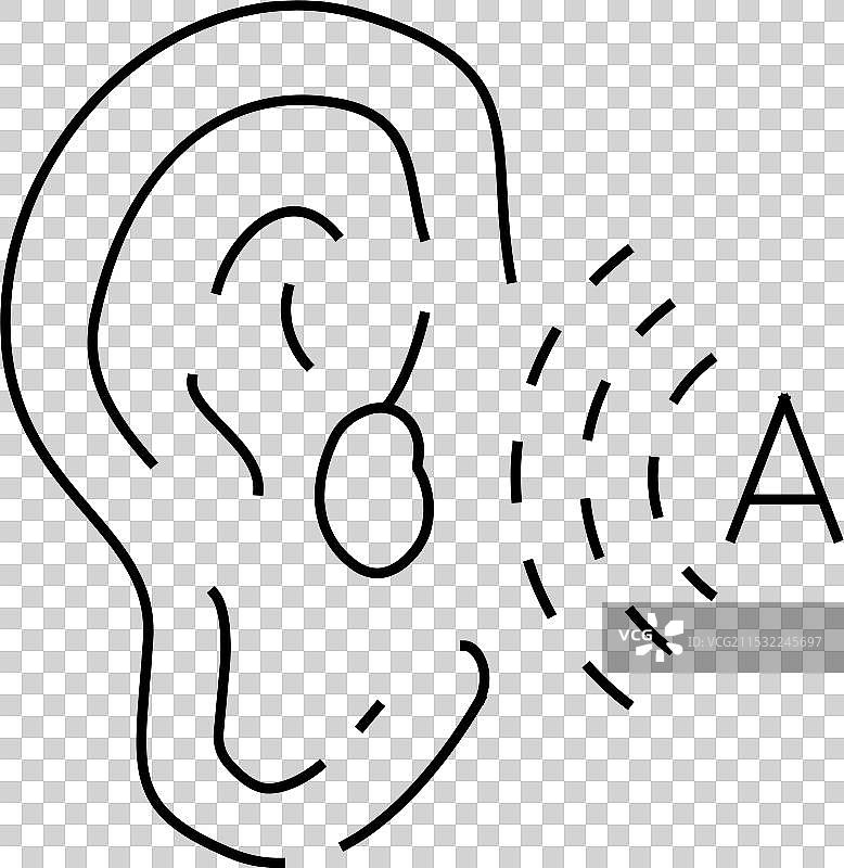 噪音监听耳朵线条图标图片素材