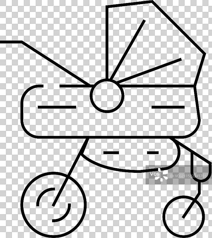新生儿婴儿推车线条图标图片素材