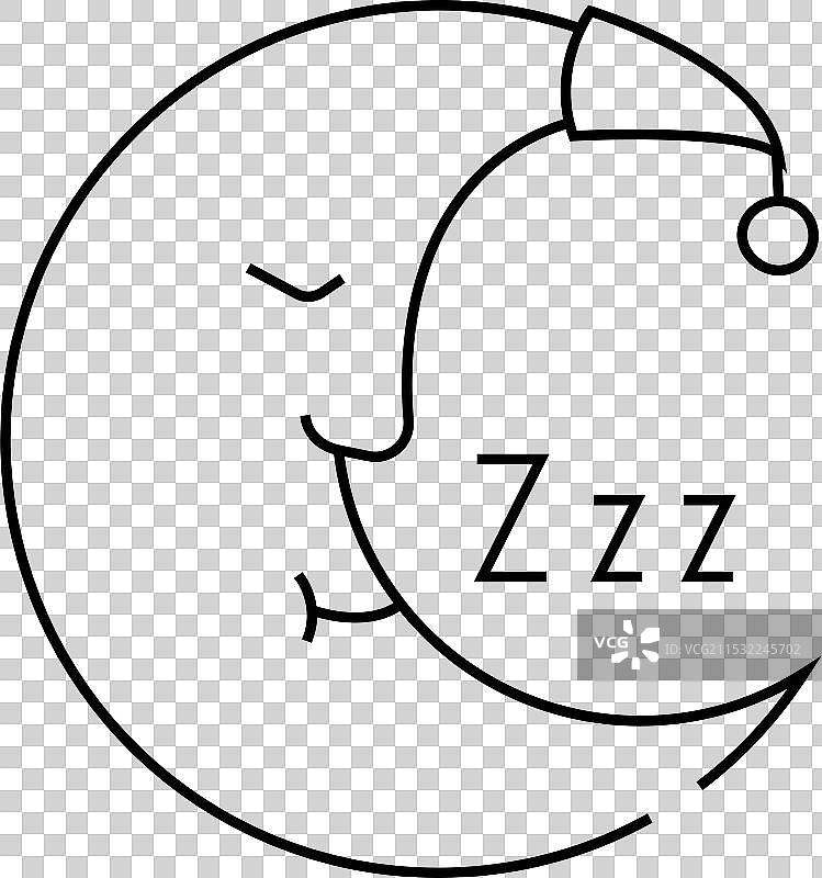 月亮睡觉线条图标图片素材