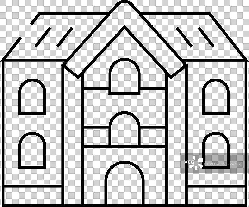 学校建筑线条图标图片素材