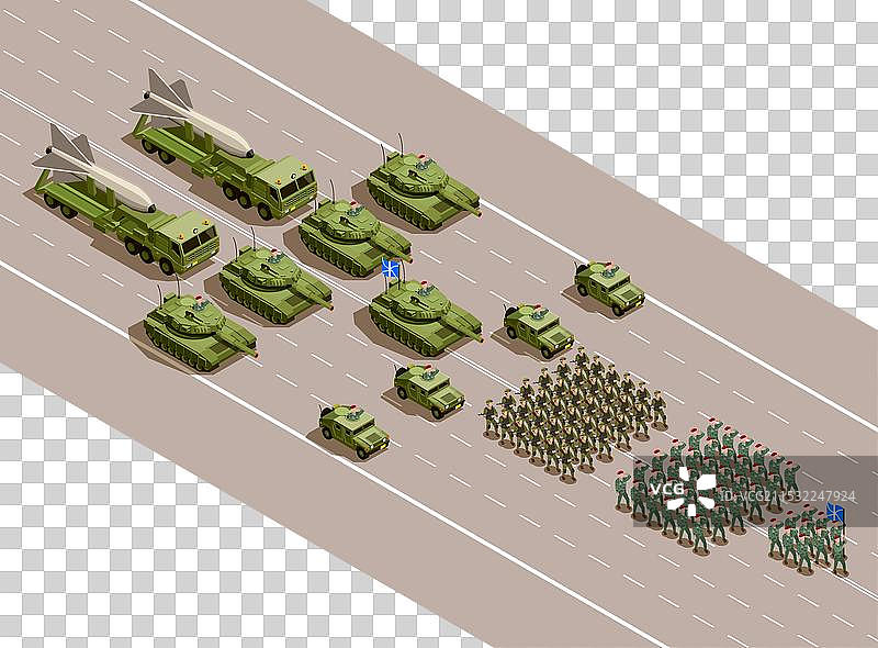 军事阅兵等距构图图片素材
