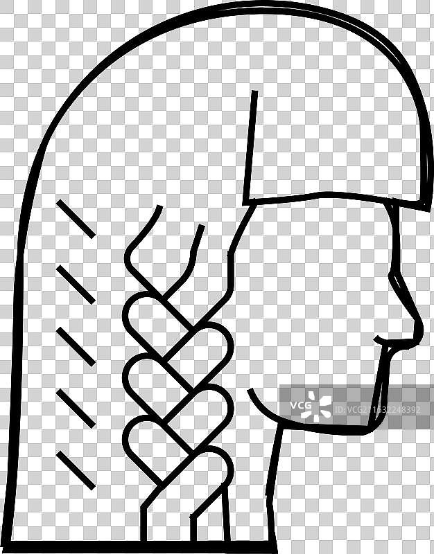 编辫子的发型线条图标图片素材