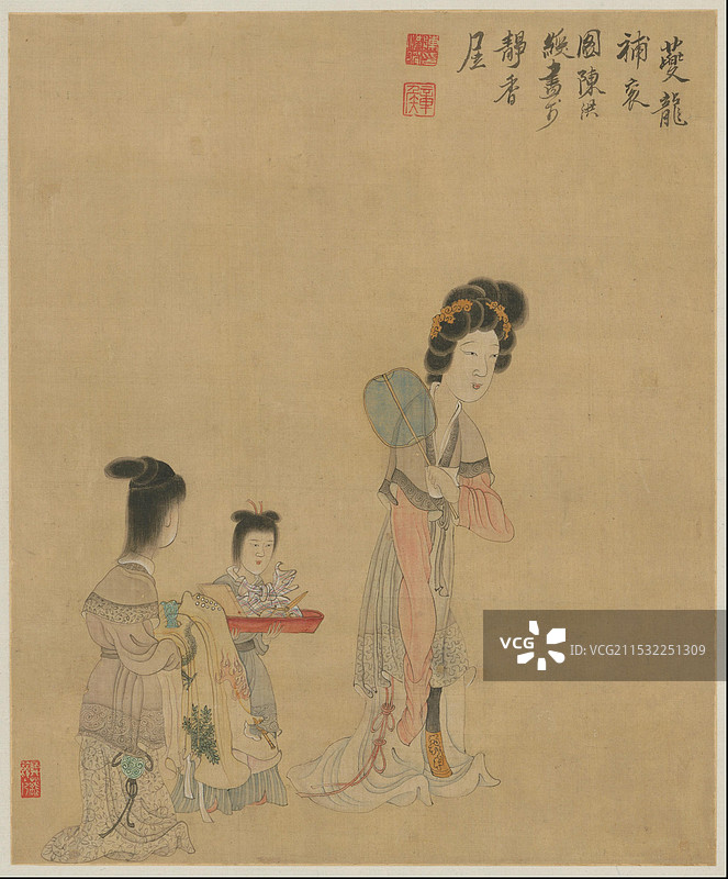 中国古代绘画，陈洪绶，杂画，夔龙补衮图图片素材