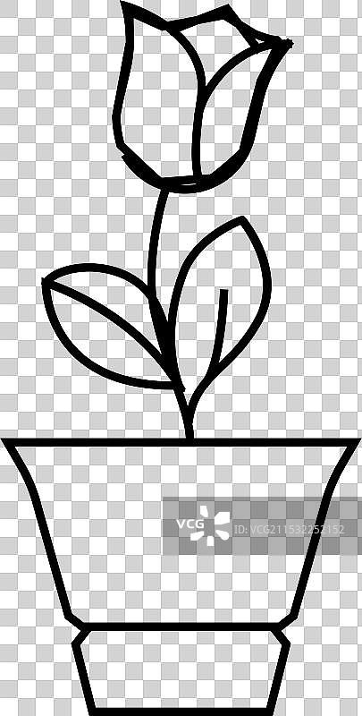 洛克瑞德盆栽花卉线条图标图片素材