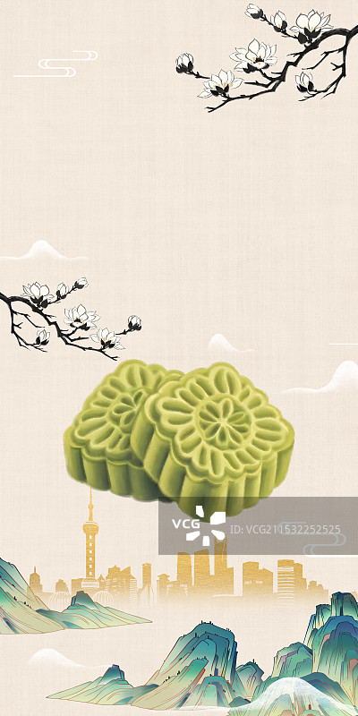 中国风国风水墨风上海特色小吃绿豆糕插画健康特色美食年俗美味二十四节气插画图片素材