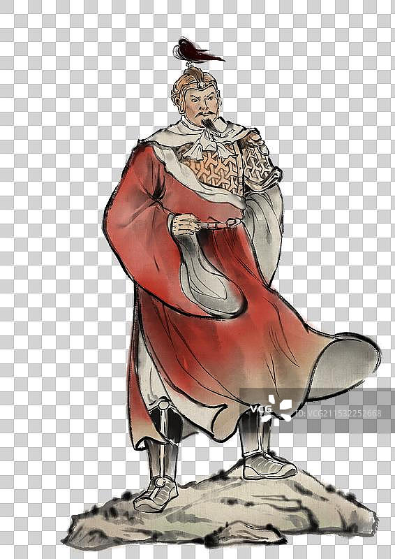 中国传统人物抗金名将英雄岳飞—国画古风水墨写意工笔国风元素图片素材