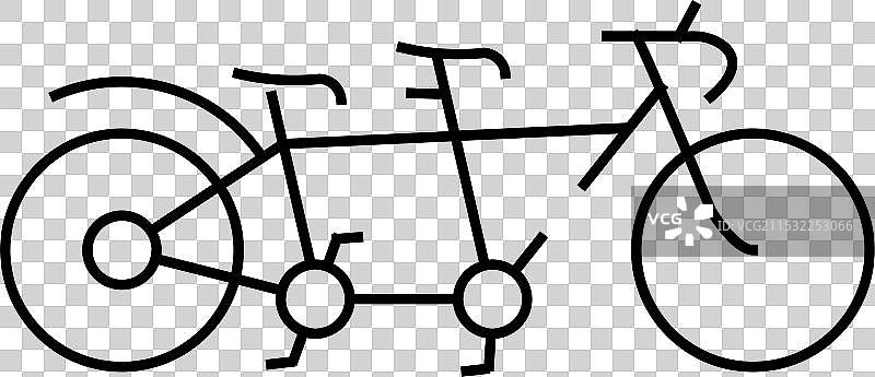 情侣骑行的双人自行车线条图标图片素材