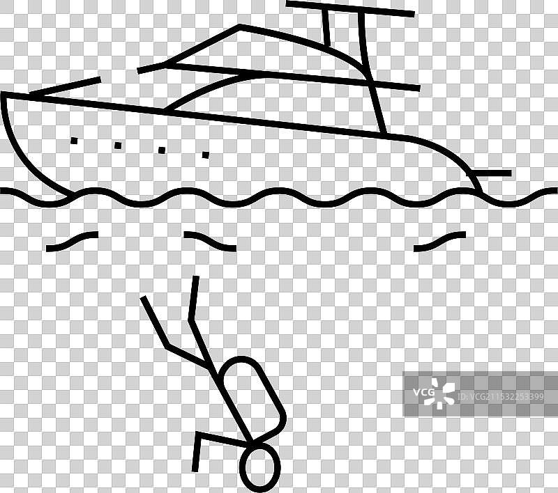 游艇潜水员线条图标图片素材