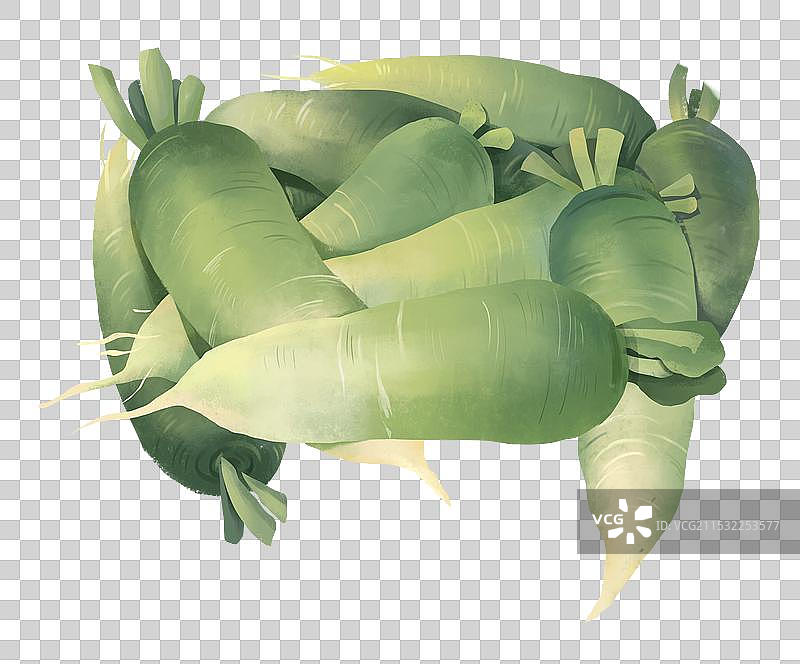 春节年俗插画赶大集蔬菜水果货摊绿萝卜图片素材