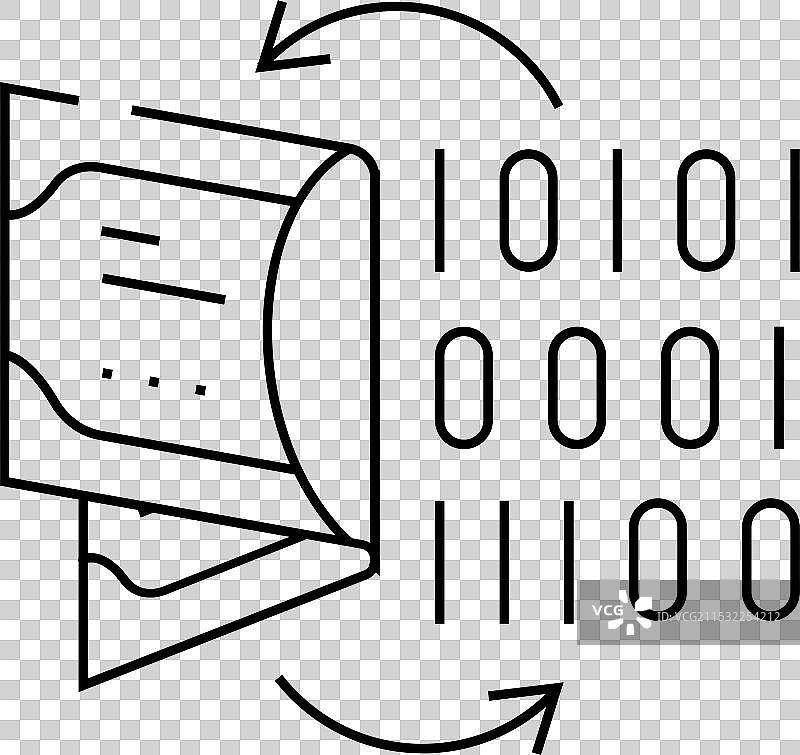 法定货币兑换数字货币的线条图标图片素材