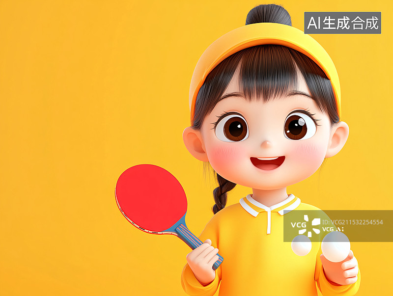 【AI数字艺术】乒乓球运动员的比赛对抗插画图片素材