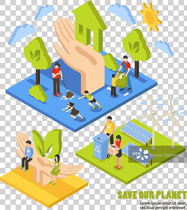 拯救地球的等距构图图片素材