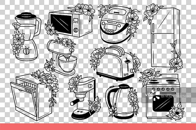 厨房电器用于准备和储存图片素材