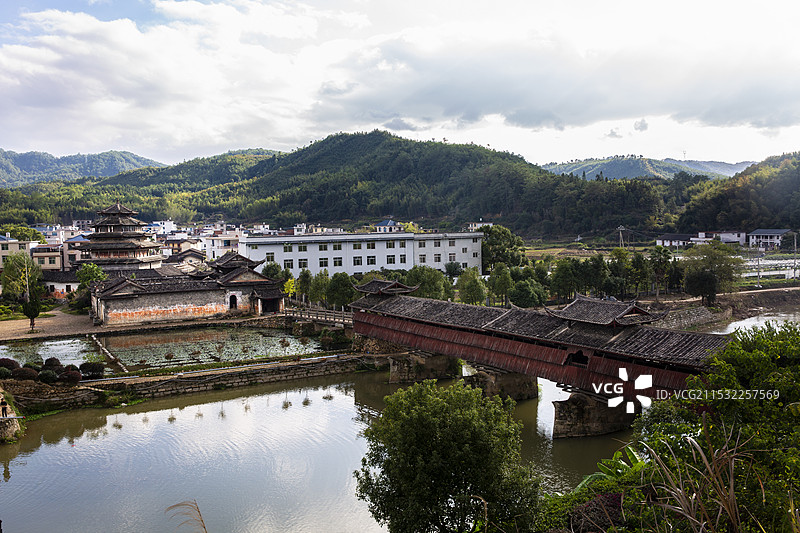 龙岩市,连城县,璧洲村,永隆桥,文昌阁图片素材