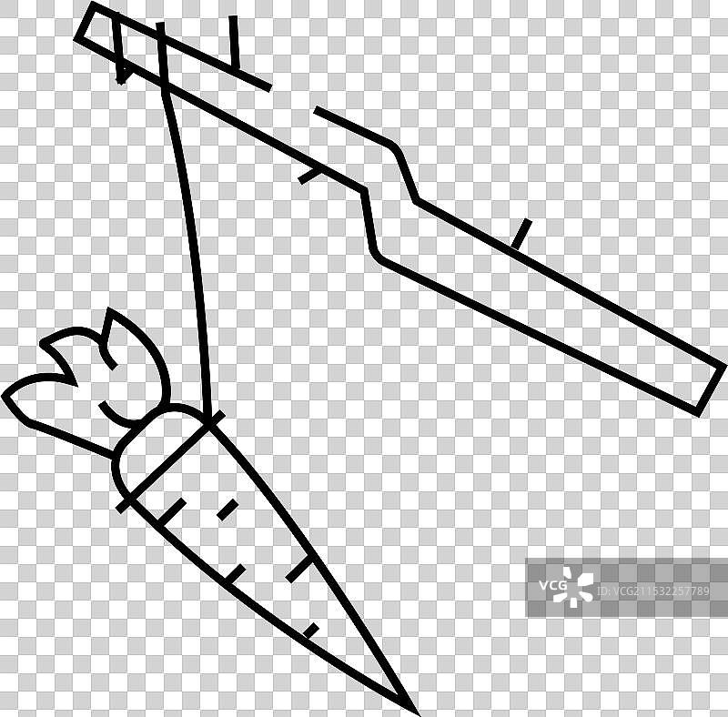 动机：悬挂在绳子上的胡萝卜线条图标图片素材