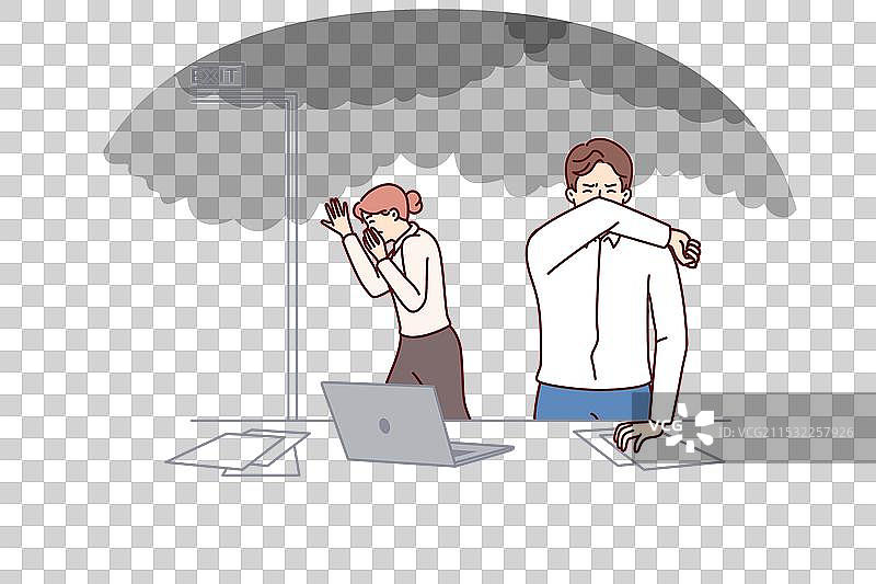 办公室工作人员从着火的建筑物中撤离图片素材