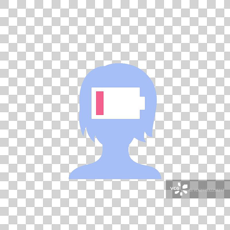 疲惫或疲劳图标，带有低电量和女孩形象图片素材