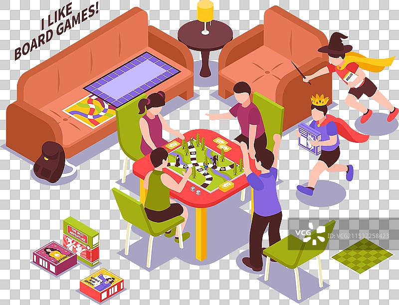 儿童棋盘游戏等轴测图图片素材