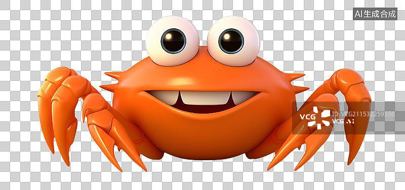【AI数字艺术】三维卡通螃蟹绘画插图图片素材