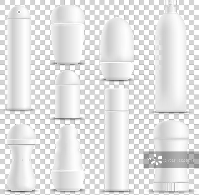 白色空白现实主义除臭剂套装图片素材