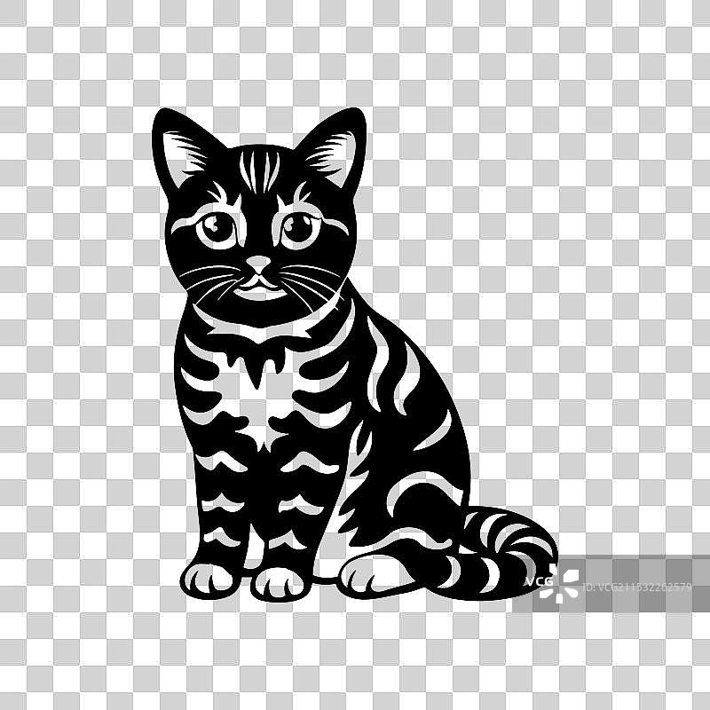 美国短毛猫坐姿剪影图片素材