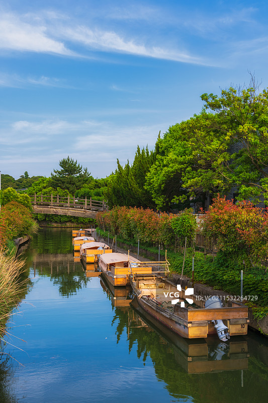 霓虹国，日本本州，中国地区，水都，松江，水道，松江堀川游览船，护城河游览船，fureai广场码头图片素材