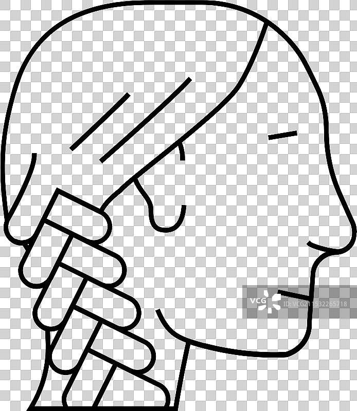 女性法式辫子发型线条图标图片素材